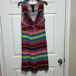 Spense Colorful Sleeveless Striped Knee-length Dress Size Medium